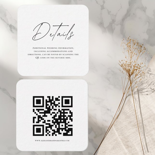Elegante Modern Wedding Info Card | QR-Code Begleitkarte (Von Creator hochgeladen)