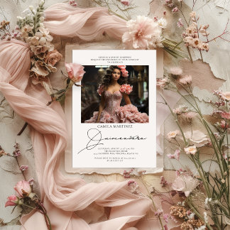Elegante Moderne 2 Foto Quinceanera Einladung