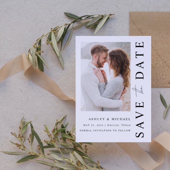 Elegante Moderne 4-Foto Hochzeit Save The Date (Save Your Date in Style! Elegant & Personalizable Wedding Card. 💍💌 [Add Details])