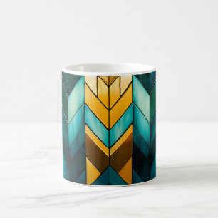 Elegante moderne abstrakte Gold-Teal-Geometrie Kaffeetasse