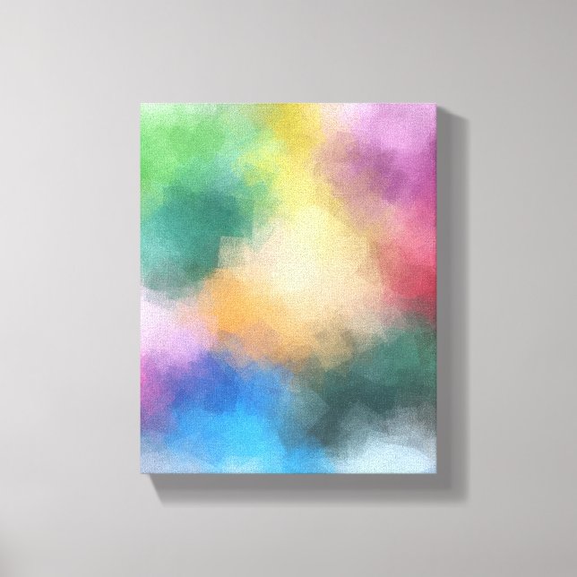 Elegante Moderne Abstrakte Kunst Rotes Gelbes Blau Leinwanddruck (Vorderseite)
