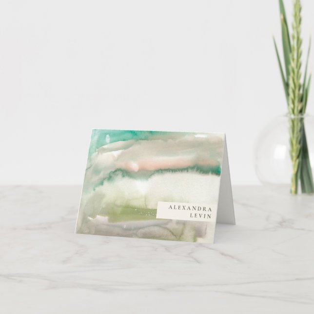 Elegante Moderne Abstrakte Kunst Smaragdgrüner Nam (Vorderseite)