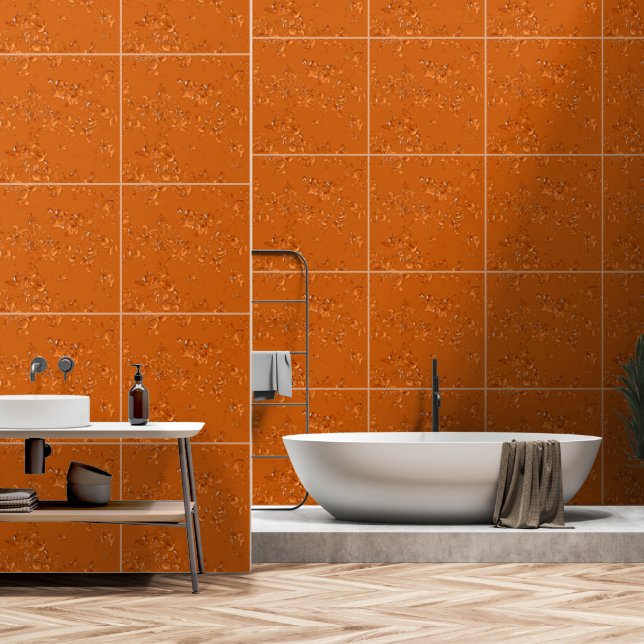 Elegante moderne, Abstrakte, rostfreie Orangenpfir Tapete (Badezimmer)