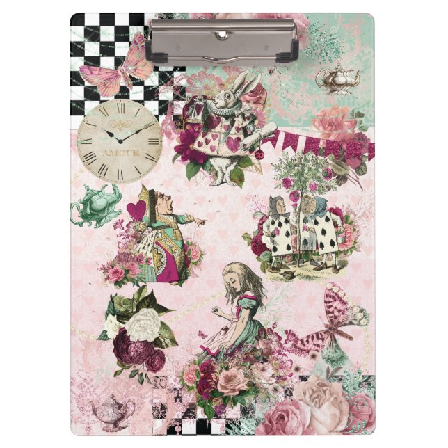 Elegante Moderne Alice im Wunderland Klemmbrett (Vorderseite)