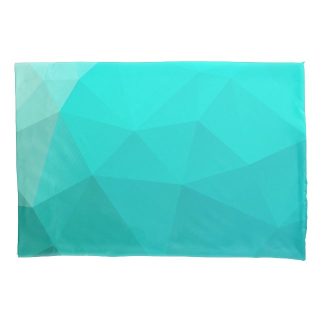 Elegante moderne, Aquamarine geometrische Polygone Kissenbezug (Vorderseite-Links)