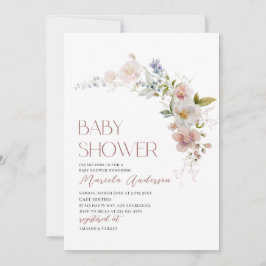 Elegante moderne Aquarell-Blume Kinderdusche Einladung