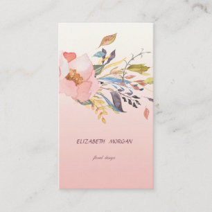 Elegante Moderne Aquarell Blumenmotive Visitenkarte