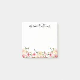 elegante, moderne Aquarellfarbe Rosa Blütenblüte Post-it Klebezettel