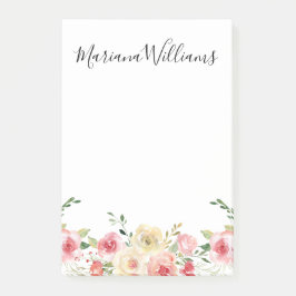 elegante, moderne Aquarellfarbe Rosa Blütenblüte Post-it Klebezettel