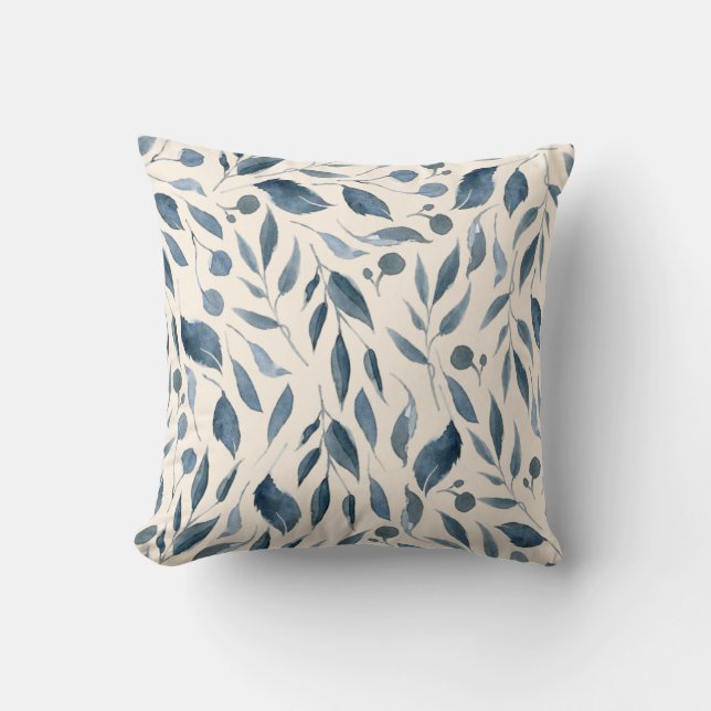 Elegante moderne Aquarellfarben Blätter Muster Nav Kissen (Vorderseite)