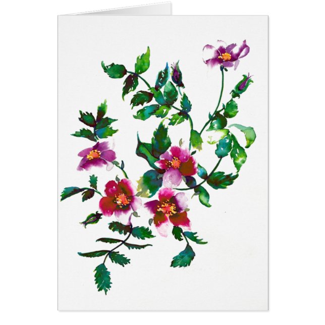 Elegante moderne Aquarellfarben, dunkelrosa Wildbl (Vorne)