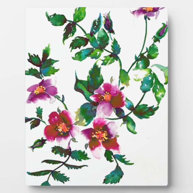 Elegante moderne Aquarellfarben, dunkelrosa Wildbl Fotoplatte (Vorderseite)