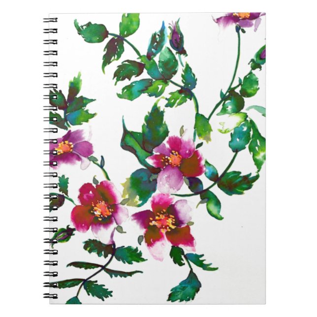Elegante moderne Aquarellfarben, dunkelrosa Wildbl Notizblock (Vorderseite)