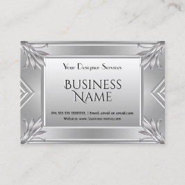Elegante moderne Art-Deco-Imitate Silver Metal Chr Visitenkarte