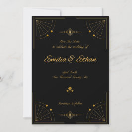 Elegante moderne Art Deco Save-the-Date-Karte Save The Date