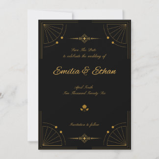 Elegante moderne Art Deco Save-the-Date-Karte Save The Date