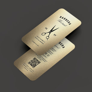 Elegante moderne Barber Barbershop Gold Scheren Visitenkarte