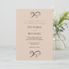 Elegante, moderne Beige Einladung zur Hochzeit