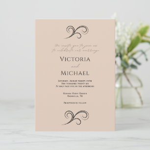 Elegante, moderne Beige Einladung zur Hochzeit