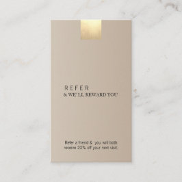 Elegante moderne beige Gradient Gold Refer Vertika Visitenkarte