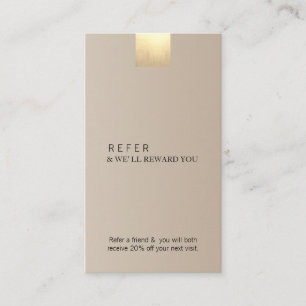 Elegante moderne beige Gradient Gold Refer Vertika Visitenkarte