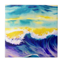 Elegante moderne bemalte Ocean Wave Sunlight