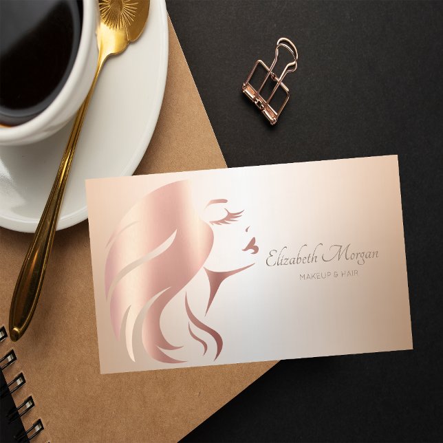 Elegante Moderne Berufliche Girl Face Silhouette Visitenkarte (Von Creator hochgeladen)