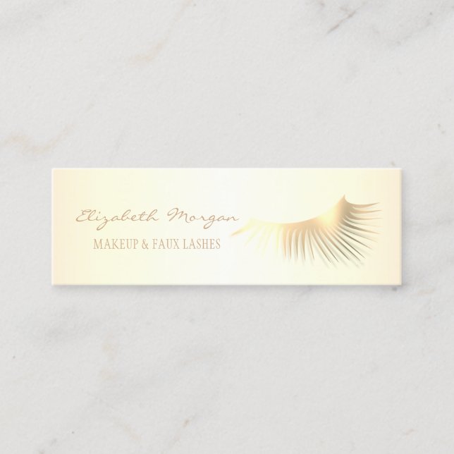 Elegante Moderne Berufliche Gold Imitate Lashes Mini Visitenkarte (Vorderseite)