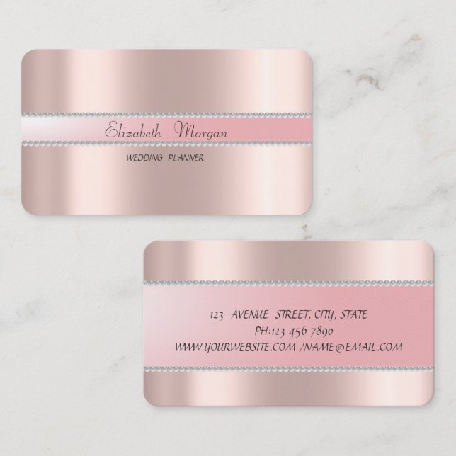 Elegante Moderne Berufliche Rose Gold, Perlen Visitenkarte (Vorne/Hinten)