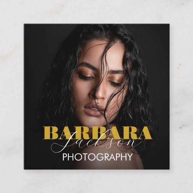 Elegante Moderne Berufliche Script-Fotografie Quadratische Visitenkarte (Vorderseite)