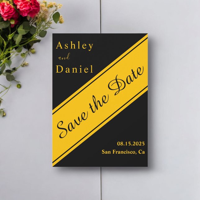 Elegante moderne Black and Gold Luxury Chic Weddin Save The Date (Von Creator hochgeladen)