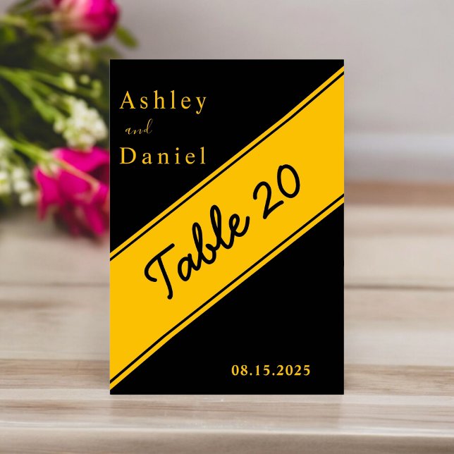 Elegante moderne Black and Gold Luxury Chic Weddin Tischnummer (Von Creator hochgeladen)