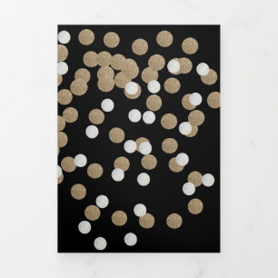 elegante, moderne Black Gold Confetti Dreifach Gefaltete Ankündigung