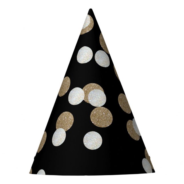 elegante, moderne Black Gold Confetti Partyhütchen (Vorderseite)