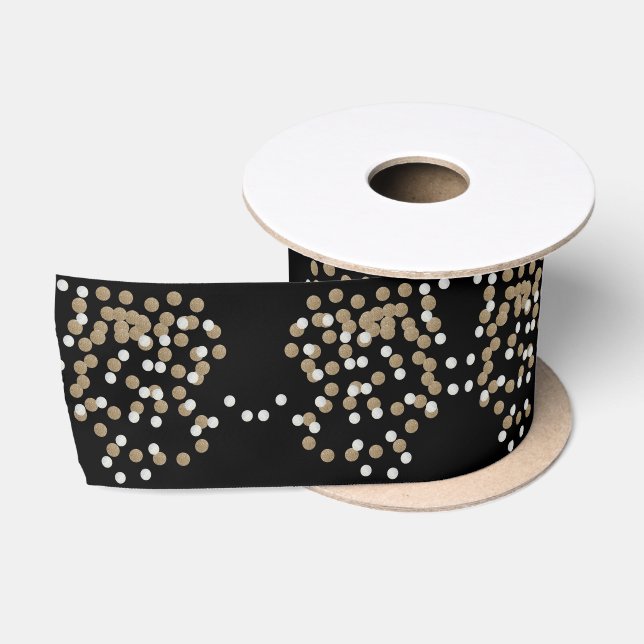 elegante, moderne Black Gold Confetti Satinband (Spule)
