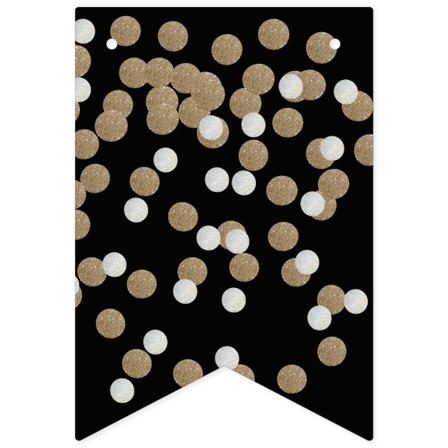 elegante, moderne Black Gold Confetti Wimpelkette (Erste Fahne)