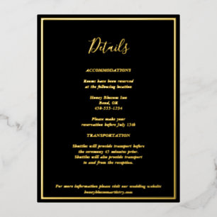 Elegante, moderne Black-Gold-Detailkarte Folie Einladungspostkarte