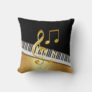 Elegante moderne Black Gold Musiknoten, Piano Keys Kissen