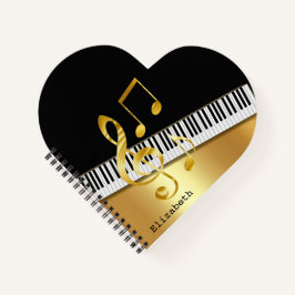 Elegante moderne Black Gold Musiknoten, Piano Keys Notizbuch
