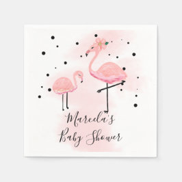 Elegante moderne Black & Pink Flamingo Baby Dusche Serviette