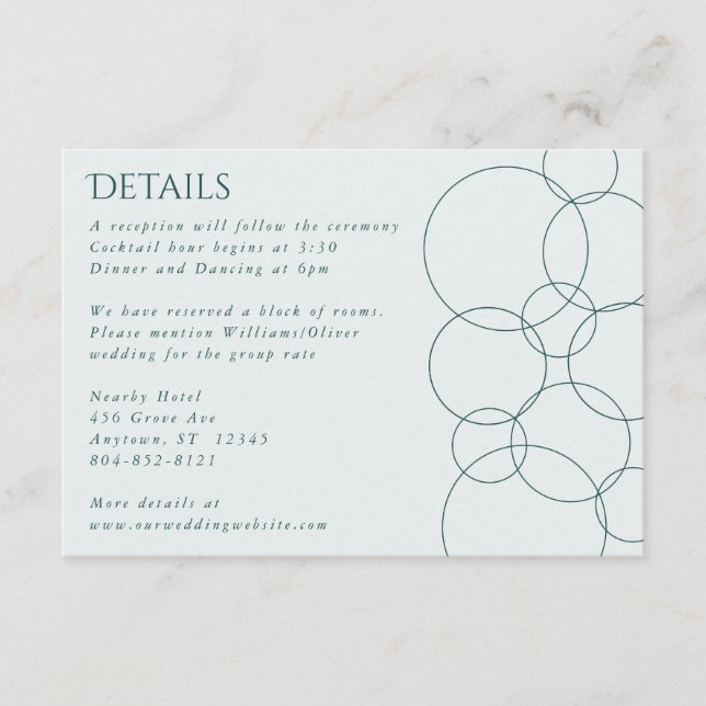 Elegante moderne Blasen Geometric Gray & Dark Aqua Begleitkarte (Vorderseite)