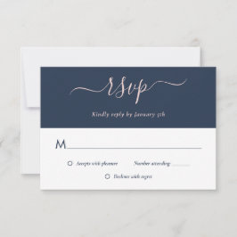 Elegante, moderne, blaue Blush-Hochzeitskarten RSVP Karte