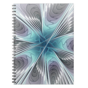 Elegante moderne blaue graue weiße Fractal-Blumenk Notizblock