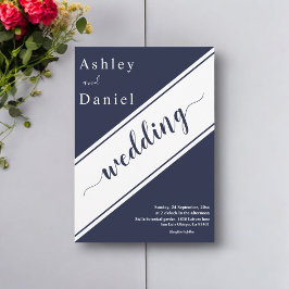 Elegante moderne blaue Hochzeit Einladung