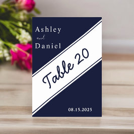 Elegante moderne blaue Hochzeit Tischnummer