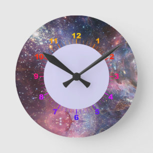 Elegante Moderne Blue Black Pink Landschaft Runde Wanduhr