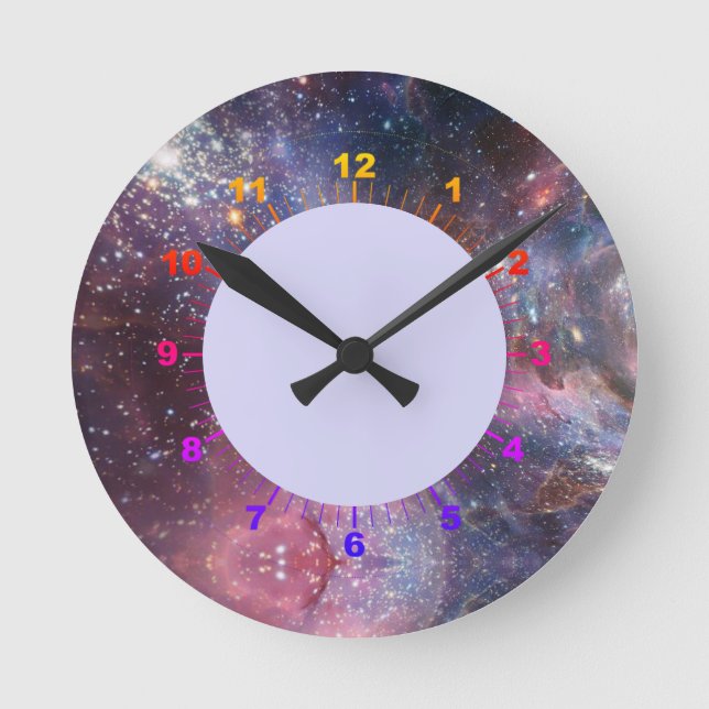 Elegante Moderne Blue Black Pink Landschaft Runde Wanduhr (Vorderseite)