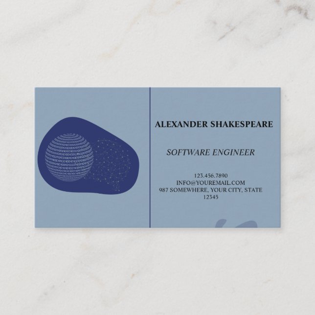 Elegante/moderne/Blue Engineer Business Card Visitenkarte (Vorderseite)
