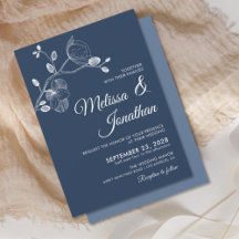 Elegante moderne, blühende Orchideen Hochzeit Blau