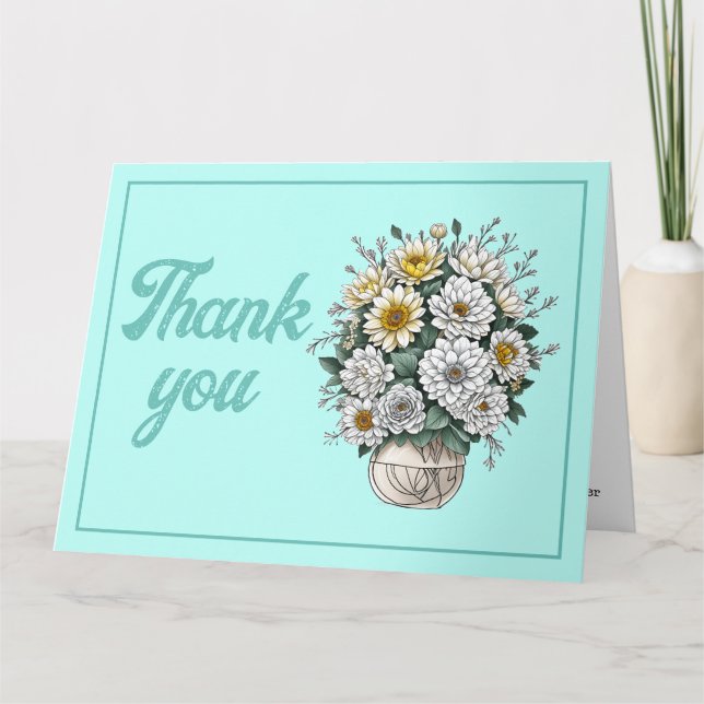 Elegante moderne Blume in einer Vase Dankeschön Ca Dankeskarte (Vorderseite)